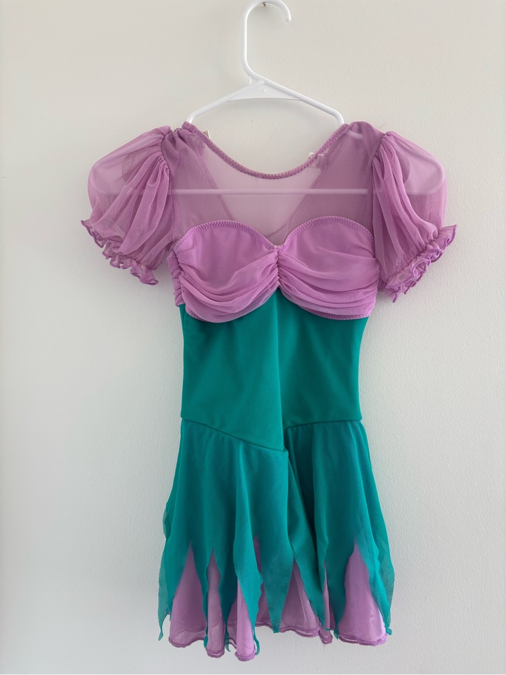 Kids Purple and Teal Mermaid-Inspired Figure Skating Dress